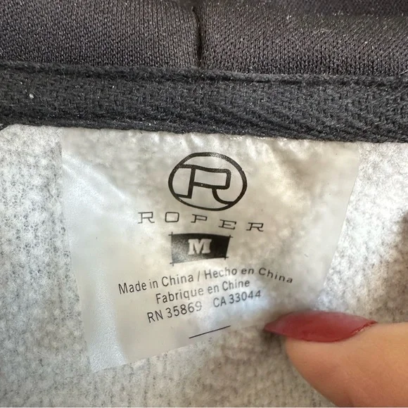 Roper RARE Heather Gray and Black Men's Hoodie Size M - Picture 2 of 7